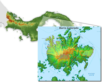 Map marking the location of Barro Colorado Island, Panama.: Photograph courtesy of STRI